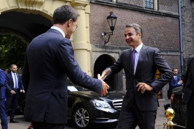 Hollanda Başbakanı Mark Rutte, Yunanistan Başbakanı Kyriakos Mitsotakis ile 3 Eylül 2019'da Hollanda'nın Lahey kentinde bir araya geldi.