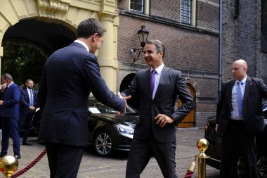 Hollanda Başbakanı Mark Rutte, Yunanistan Başbakanı Kyriakos Mitsotakis ile 3 Eylül 2019'da Hollanda'nın Lahey kentinde bir araya geldi.