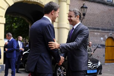 Hollanda Başbakanı Mark Rutte, Yunanistan Başbakanı Kyriakos Mitsotakis ile 3 Eylül 2019'da Hollanda'nın Lahey kentinde bir araya geldi.