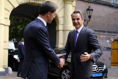 Hollanda Başbakanı Mark Rutte, Yunanistan Başbakanı Kyriakos Mitsotakis ile 3 Eylül 2019'da Hollanda'nın Lahey kentinde bir araya geldi.
