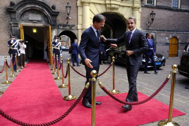 Hollanda Başbakanı Mark Rutte, Yunanistan Başbakanı Kyriakos Mitsotakis ile 3 Eylül 2019'da Hollanda'nın Lahey kentinde bir araya geldi.