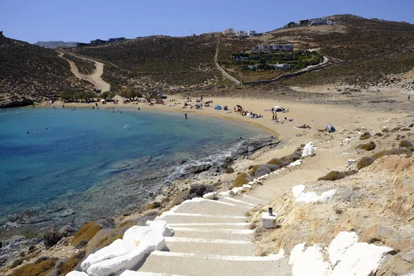People Bathing Sun Swimming Playing Games Beach Agios Sostis Greek — Stock Photo, Image