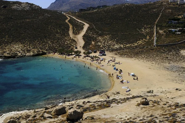 Lidé Kteří Koupali Slunci Plavou Hrají Hry Pláži Agios Sostis — Stock fotografie
