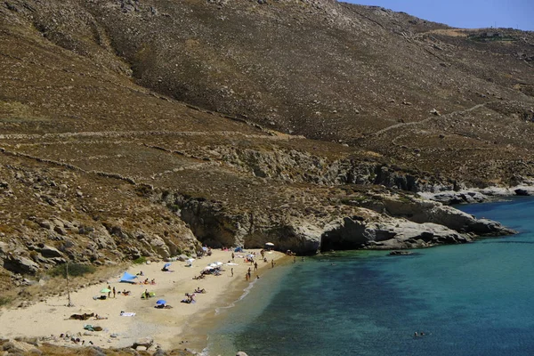 Panoramic View Kalo Ampeli Beach Serifos Island Greece Aug 2019 — Stock Photo, Image