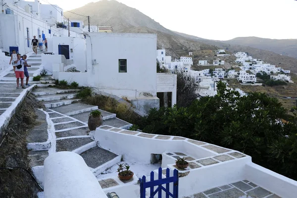 Vista Esterna Case Stile Tradizionale Chora Greco Isola Serifos Agosto — Foto Stock