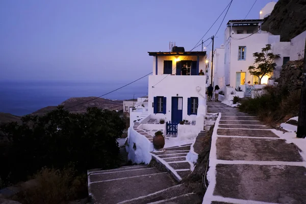 Vista Esterna Case Stile Tradizionale Chora Greco Isola Serifos Agosto — Foto Stock