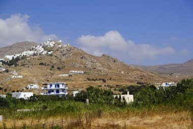 Yunanistan'ın Serifos adasında Chora'nın görünümü 12 Ağustos 2019.