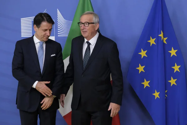 Visite du Premier ministre italien Conte aux institutions de l'UE à Bruxelles , — Photo