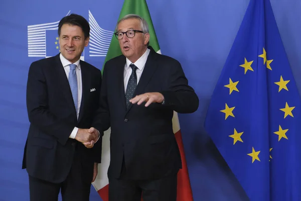 Italiens premiär minister Conte besöker EU-institutionerna i Bryssel, — Stockfoto