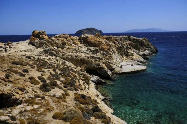 People Bathing Sea Playing Games Beach Agios Sostis Greek Island — Stock Photo, Image