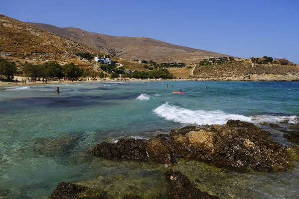 Utsikt Över Stranden Agios Sostis Den Grekiska Serifos Aug 2019 — Stockfoto