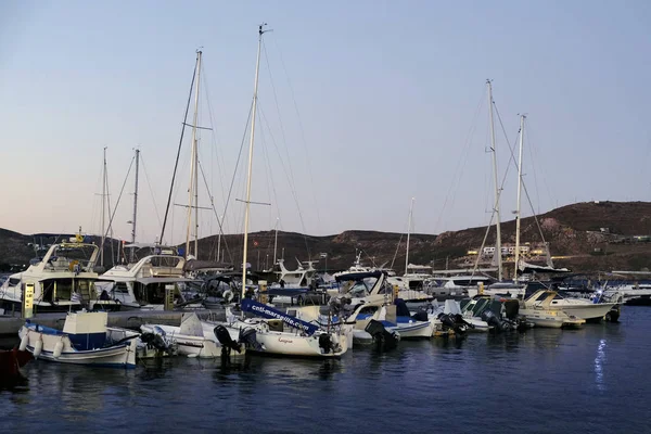 Boats Yachts Moored Marina Serifos Island Greece Aug 2019 — Stock Photo, Image