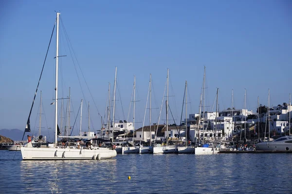 Boats Yachts Moored Marina Serifos Island Greece Aug 2019 — Stock Photo, Image