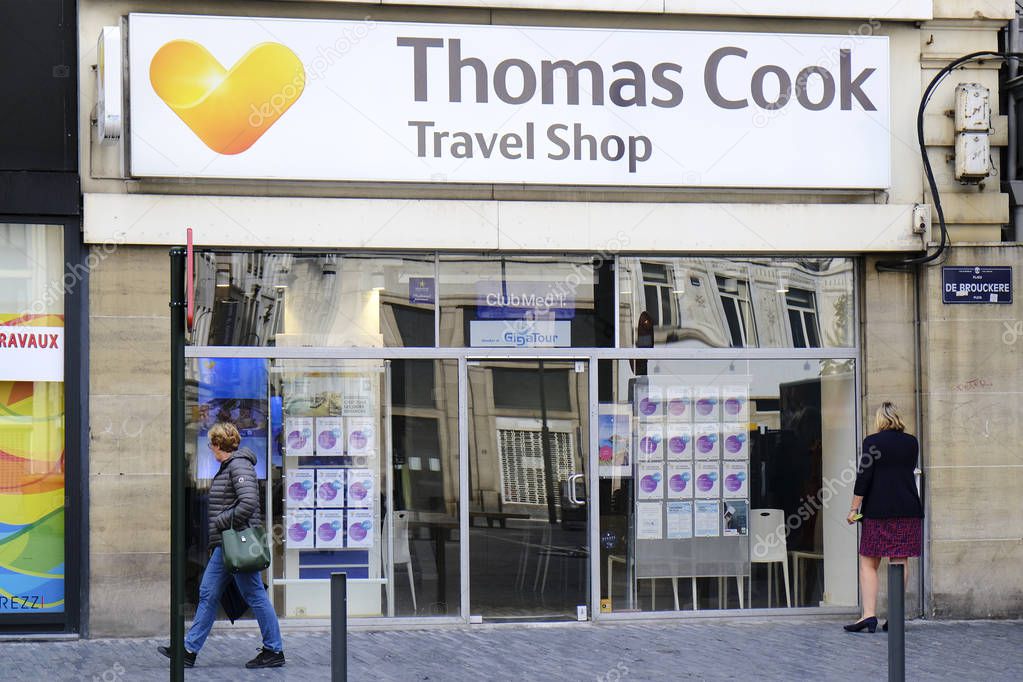 Brussels, Belgium. 23th Sep. 2019. The frontage of Thomas Cook Travel Agent shop.