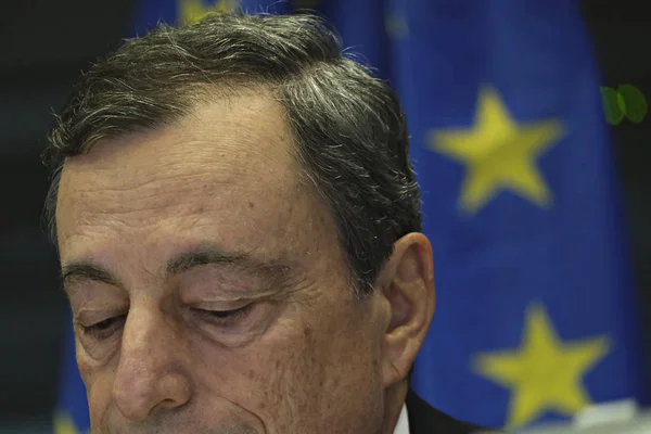 President of the European Central Bank Mario Draghi at European — Stock Photo, Image