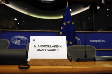 Avrupa Parlamentosu Yunan Üyesi Nikos Androulakis 25 Eylül 2019 tarihinde Brüksel,Belçika'da Güvenlik ve Savunma Avrupa Parlamentosu Alt Komitesi'ne katıldı.