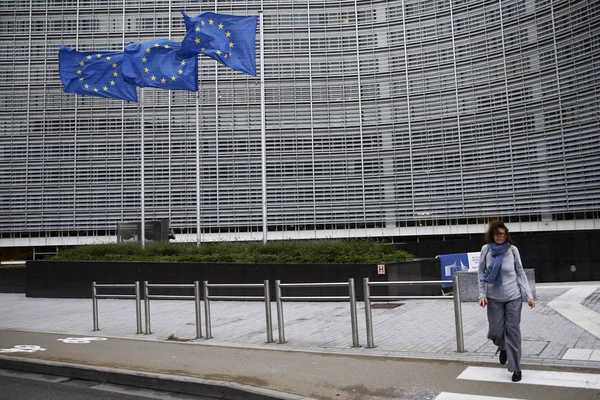 Bruxelles Belgique Sept 2019 Des Drapeaux Européens Battent Vent Dehors — Photo