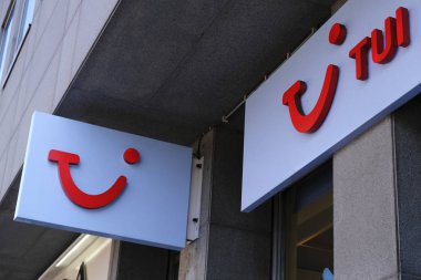 Brüksel'de Tui seyahat operatörleri ofis dış görünümü , Belçika Eylül'de 27, 2019.