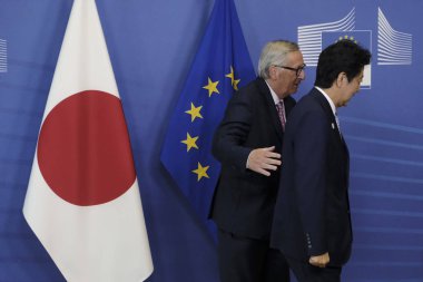 Japan's Prime Minister Shinzo Abe at the EU Commission in Brusse clipart
