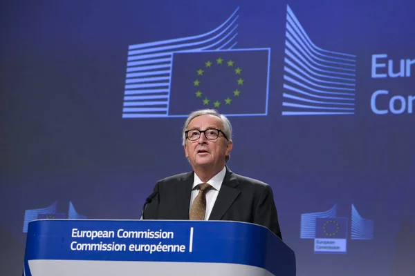 Il Presidente della Commissione europea Jean-Claude Juncker ha pronunciato uno statem — Foto Stock