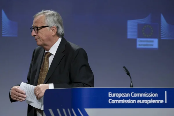 Il Presidente della Commissione europea Jean-Claude Juncker ha pronunciato uno statem — Foto Stock