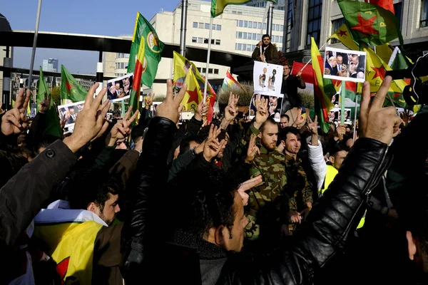 브뤼셀에서 열린 쿠르드족 항의 시위 — 스톡 사진
