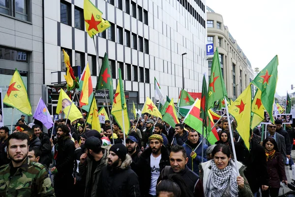 Kurdish community in Brussels protest — ストック写真