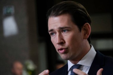 Brüksel, Belçika 22 Şubat 2020 'de Avusturya Başbakanı Sebastian Kurz Avrupa Birliği liderleriyle bir toplantı için geldi.