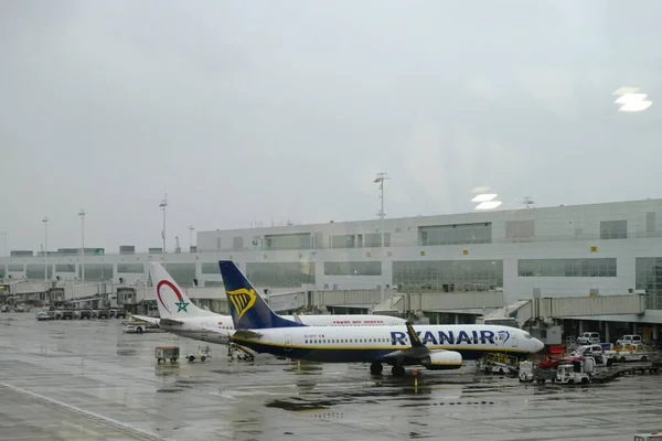 Avions Ryanair Compagnie Low Cost Trouve Sur Aire Trafic Brussels — Photo
