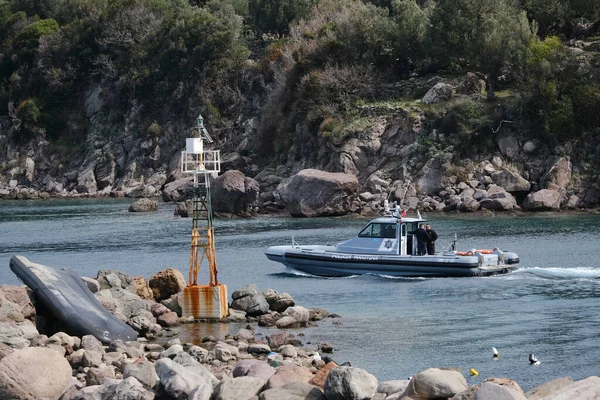Patrullero Frontex Puerto Del Pueblo Skala Sikamineas Grecia Marzo 2020 —  Fotos de Stock