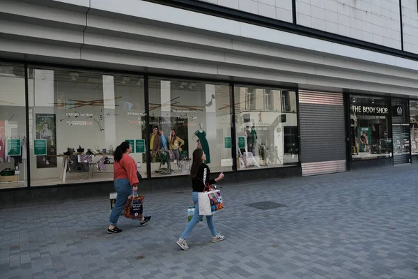 Lojas Varejo Fechadas Ruas Vazias Centro Cidade Bruxelas Depois Que — Fotografia de Stock