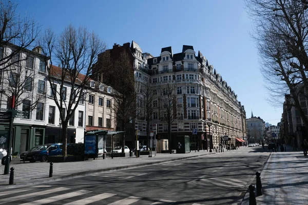 Pohled Prázdné Ulice Centru Bruselu Poté Belgie Března 2020 Uzamkla — Stock fotografie