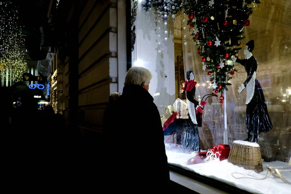 Les Gens Dans Marché Noël Vienne Autriche Décembre 2019 — Photo