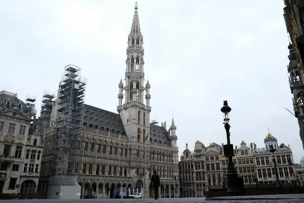 Uma Visão Grand Place Vazia Centro Cidade Bruxelas Depois Que — Fotografia de Stock