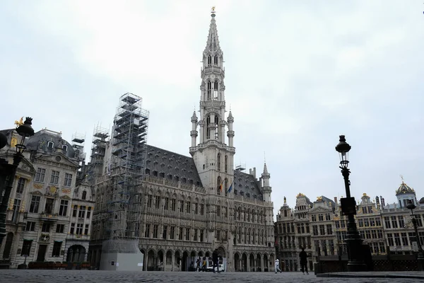 Uma Visão Grand Place Vazia Centro Cidade Bruxelas Depois Que — Fotografia de Stock