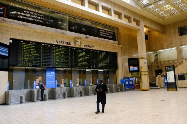 Utsikt Över Centralstationens Tomma Sal Efter Det Att Belgien Har — Stockfoto