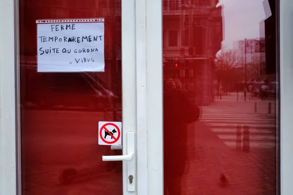 Uma Visão Bar Fechado Restaurante Depois Que Bélgica Impôs Bloqueio — Fotografia de Stock