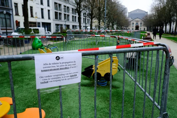 Parque Infantil Fechado Parque Centro Cidade Bruxelas Depois Que Bélgica — Fotografia de Stock