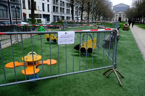 Parque Infantil Cerrado Parque Centro Ciudad Bruselas Después Que Bélgica — Foto de Stock