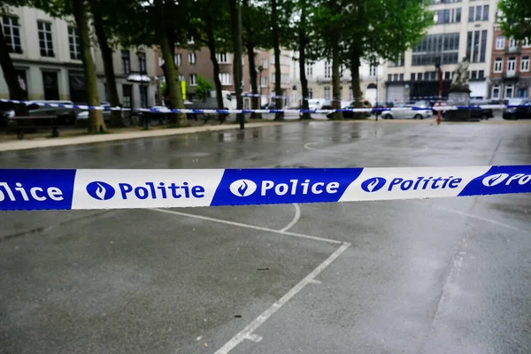 Closed Park Brussels City Center Belgium Imposed Lockdown Slow Spread — Stock Photo, Image