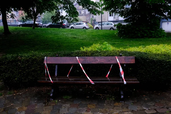 Closed Park Brussels City Center Belgium Imposed Lockdown Slow Spread — Stock Photo, Image