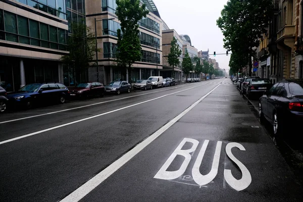Bus Lane Nel Centro Bruxelles Belgio Aprile 2020 — Foto Stock