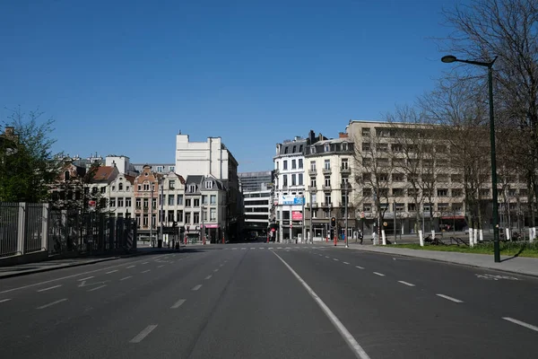 Uma Visão Das Ruas Vazias Centro Cidade Bruxelas Depois Que — Fotografia de Stock