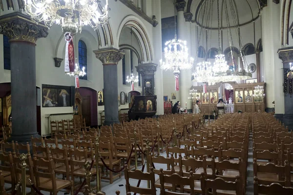 Una Vista Catedral Vacía Los Arcángeles Miguel Gabriel Durante Una — Foto de Stock