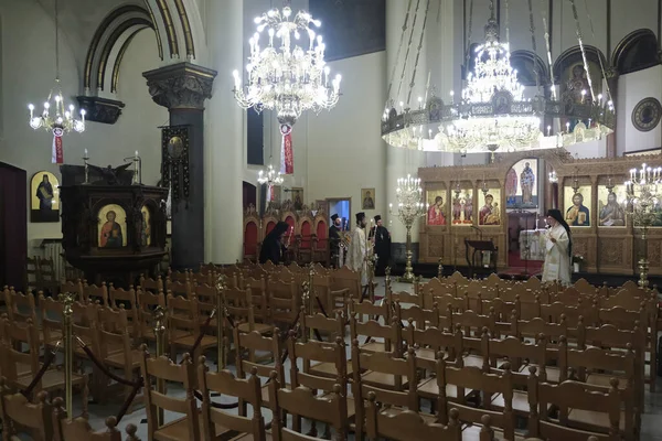 Una Vista Catedral Vacía Los Arcángeles Miguel Gabriel Durante Una — Foto de Stock