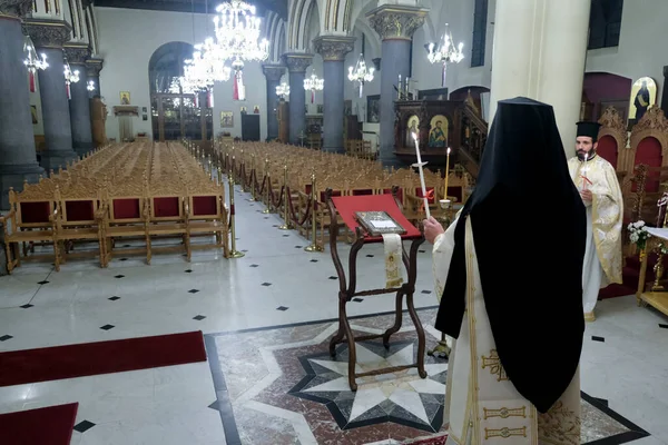 Metropolitano Ortodoxo Atenágoras Lidera Servicio Resurrección Pascua Que Tiene Lugar — Foto de Stock