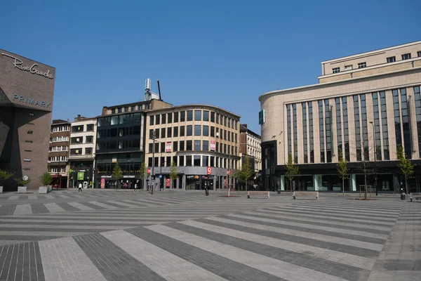 Tiendas Minoristas Cerradas Calles Vacías Charleroi Centro Ciudad Después Que — Foto de Stock