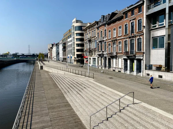 Över Tomma Gator Centrum Charleroi Belgien Onsdag April 2020 — Stockfoto