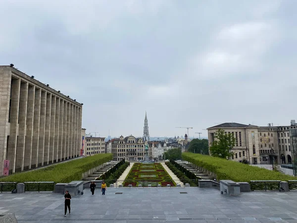 Utsikt Över Den Tomma Grand Place Efter Belgien Regeringen Inför — Stockfoto