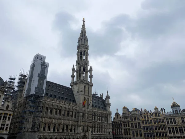 Vista Grand Place Vazia Depois Que Governo Bélgica Impõe Bloqueio — Fotografia de Stock